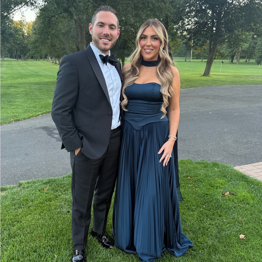 Elegant Blue Strapless Gown